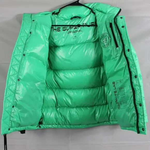 Aritzia Super Puff Jacket Womens XS Shorty Liquid Shine Hooded Puffer Goose Down - Picture 5 of 16